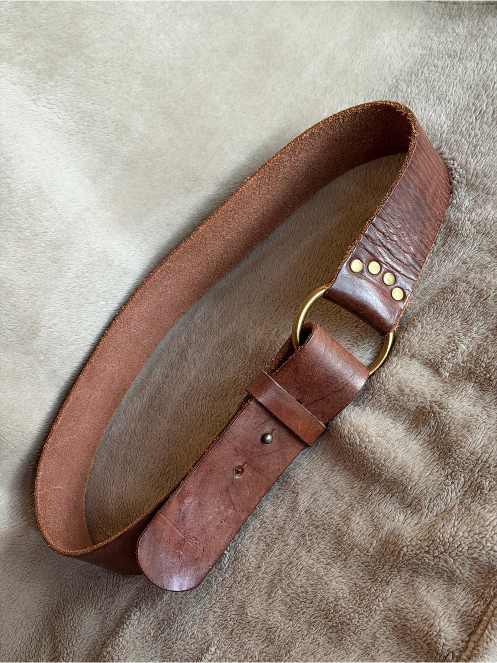 GAP Brown cognac Leather Belt with Brass Ring